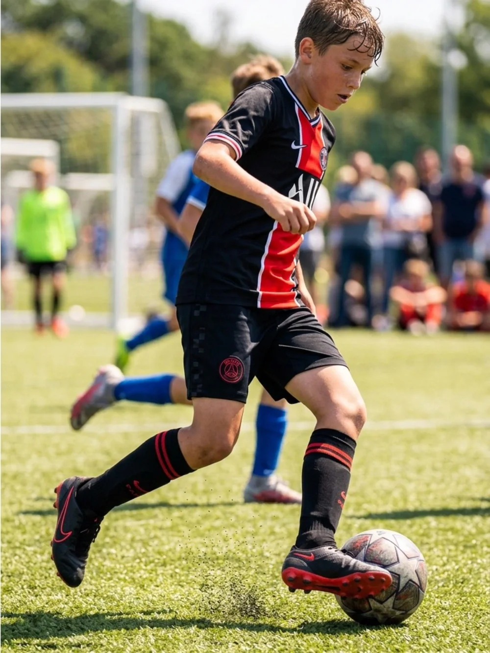 Paris Saint-Germain (PSG) Youth Soccer Shorts - Black & Red